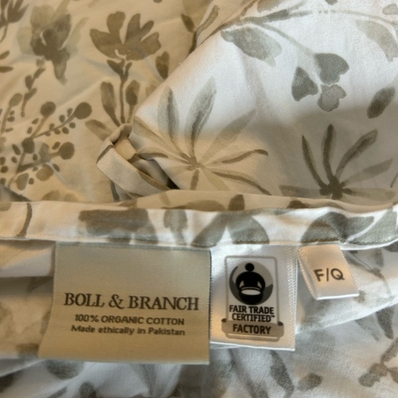 Boll & Branch Signature Botanical Duvet Set Pewter Full/Queen Flat Sheet Covers - Picture 12 of 12